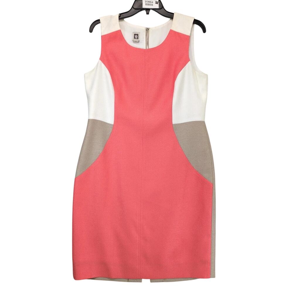 Anne Klein Retro Colorblock Bodycon Mini Dress Size 12 Textured Lined Sleeveless
